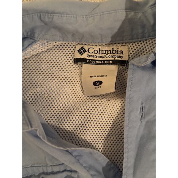 Columbia PFG Men's Size S Button Down Shirt Vented Performance Fishing Gear Blue - Picture 2 of 4